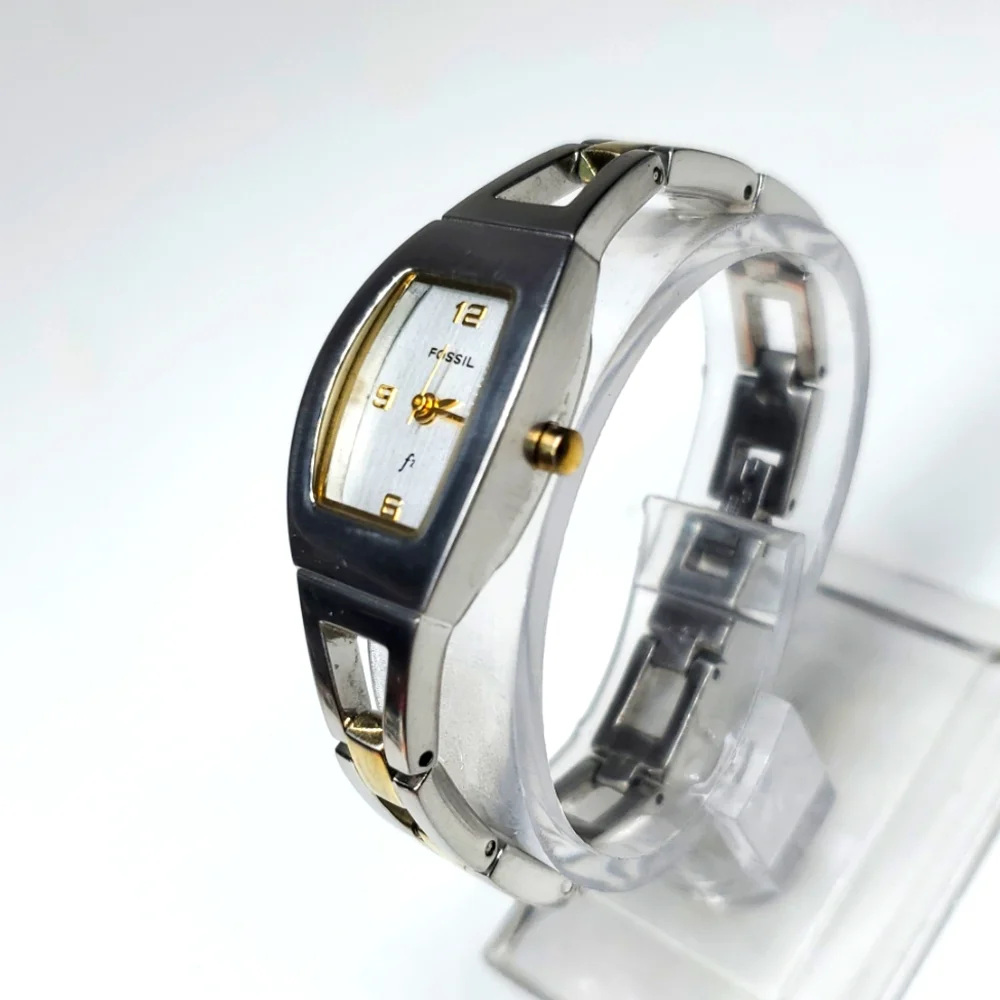 Vintage Fossil F² Watch ES9382 Gold Silver Band Watch